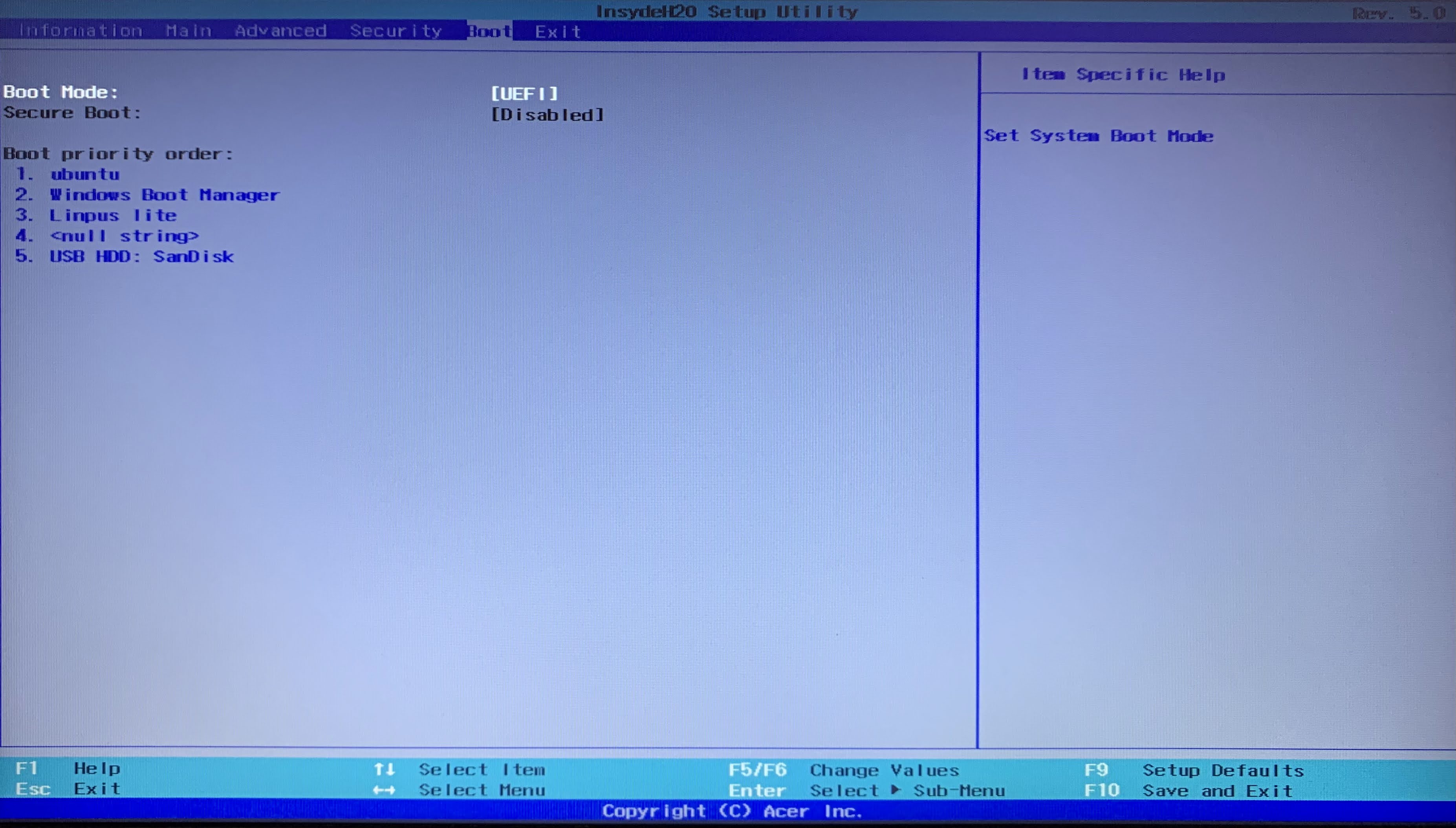 Tela de boot da BIOS