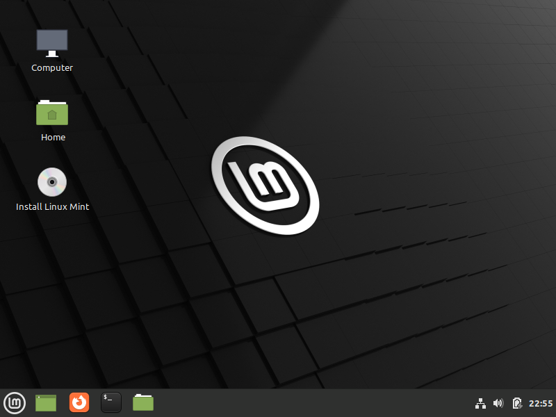 Tela do Linux Mint ainda sem estar instalado