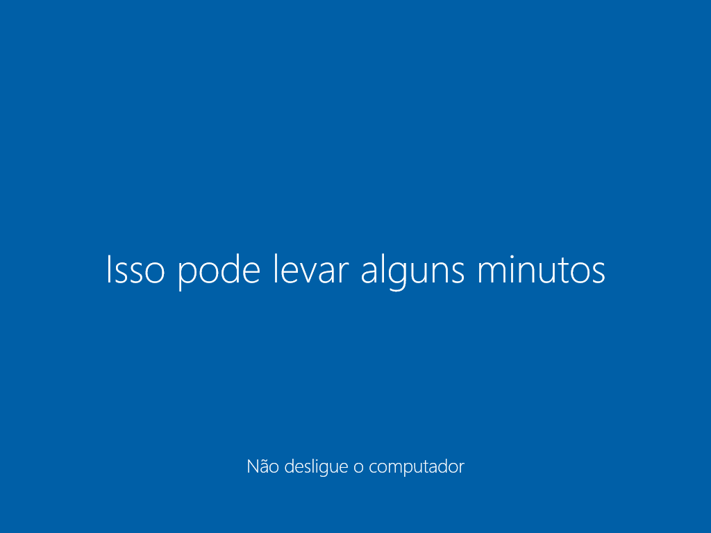 Tela de 'Isso pode levar alguns minutos' do Windows